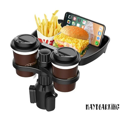 Dinner in the car - car cup holders and perfect tray